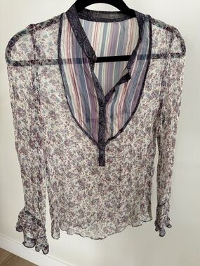 Zara  Floral Sheer Blouse
